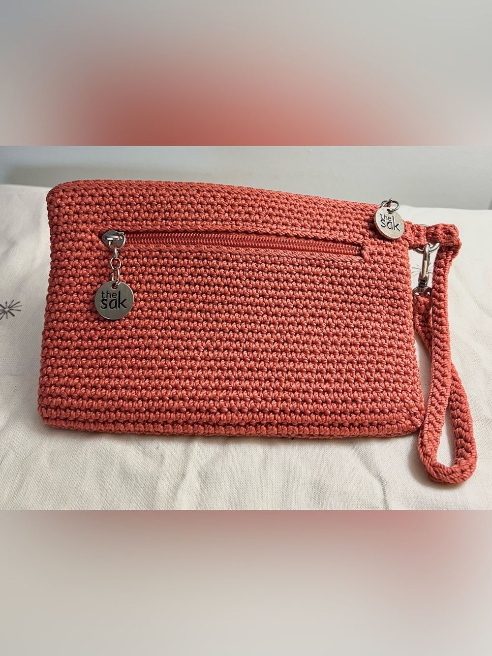 The Sak Coral Crochet Wristlet Clutch